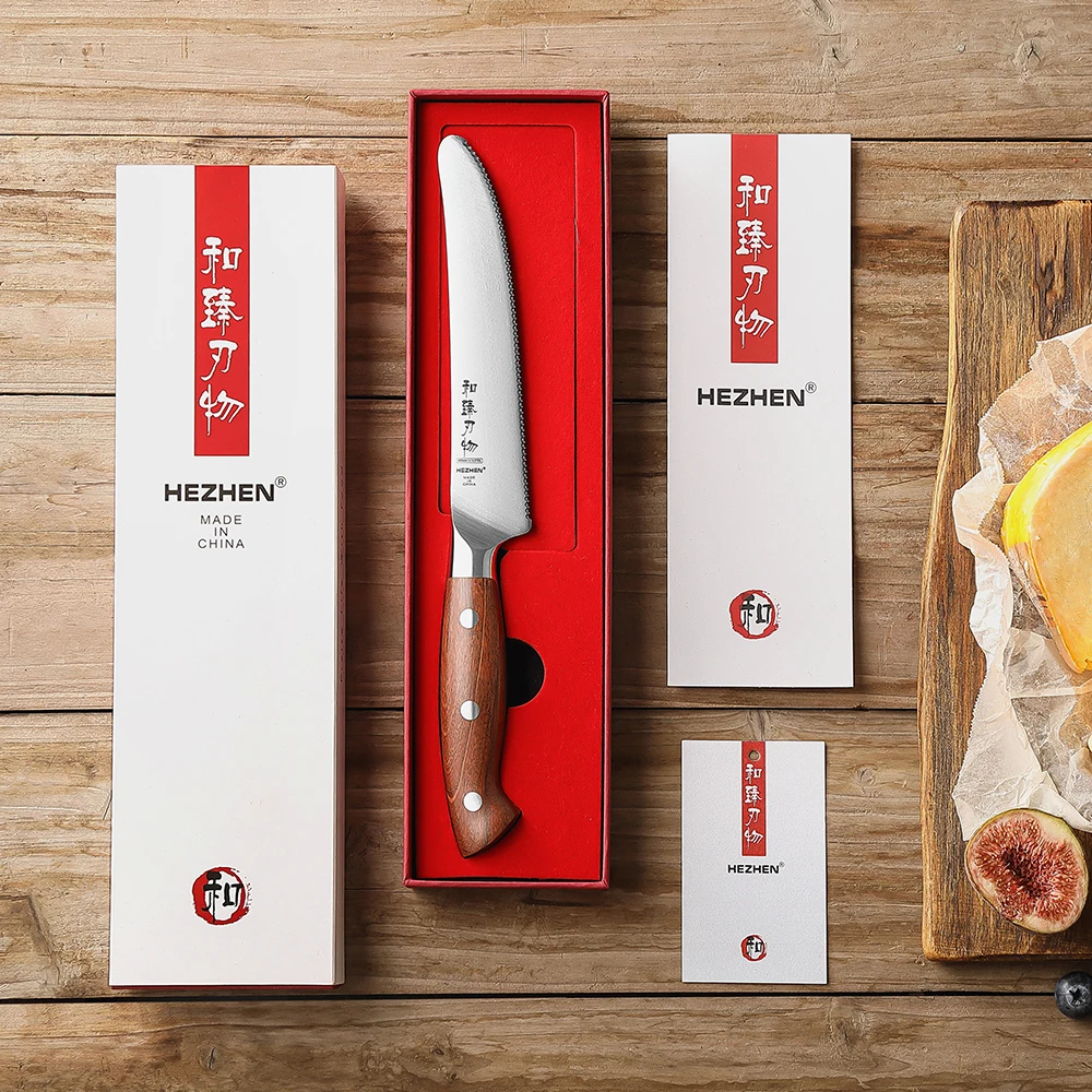 Cheese Knife Pork Chop Slice German DIN1.4116 Steel Redwood Handle Cooking Tools 5.9 Inches