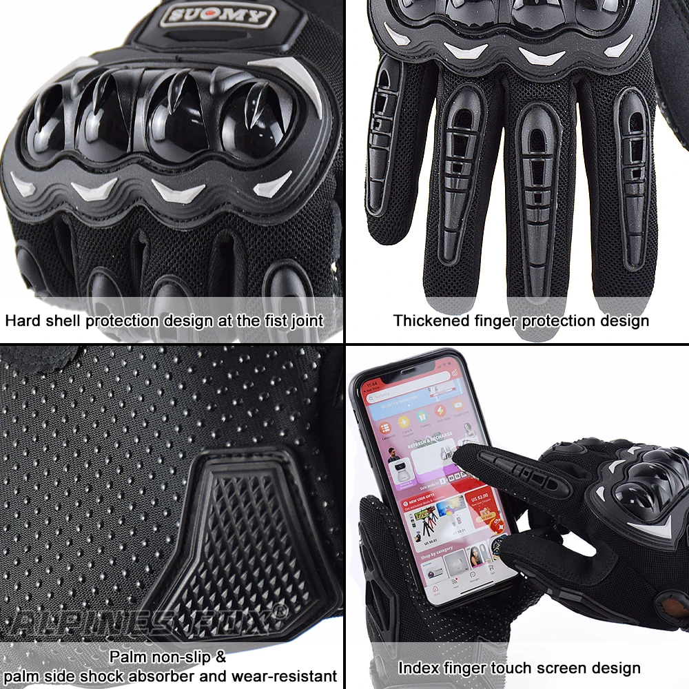 Suomy 오토바이 장갑 모토 터치 스크린 통기성 오토바이 레이싱 승마 자전거 보호 Guantes Honda 용 여름 스포츠