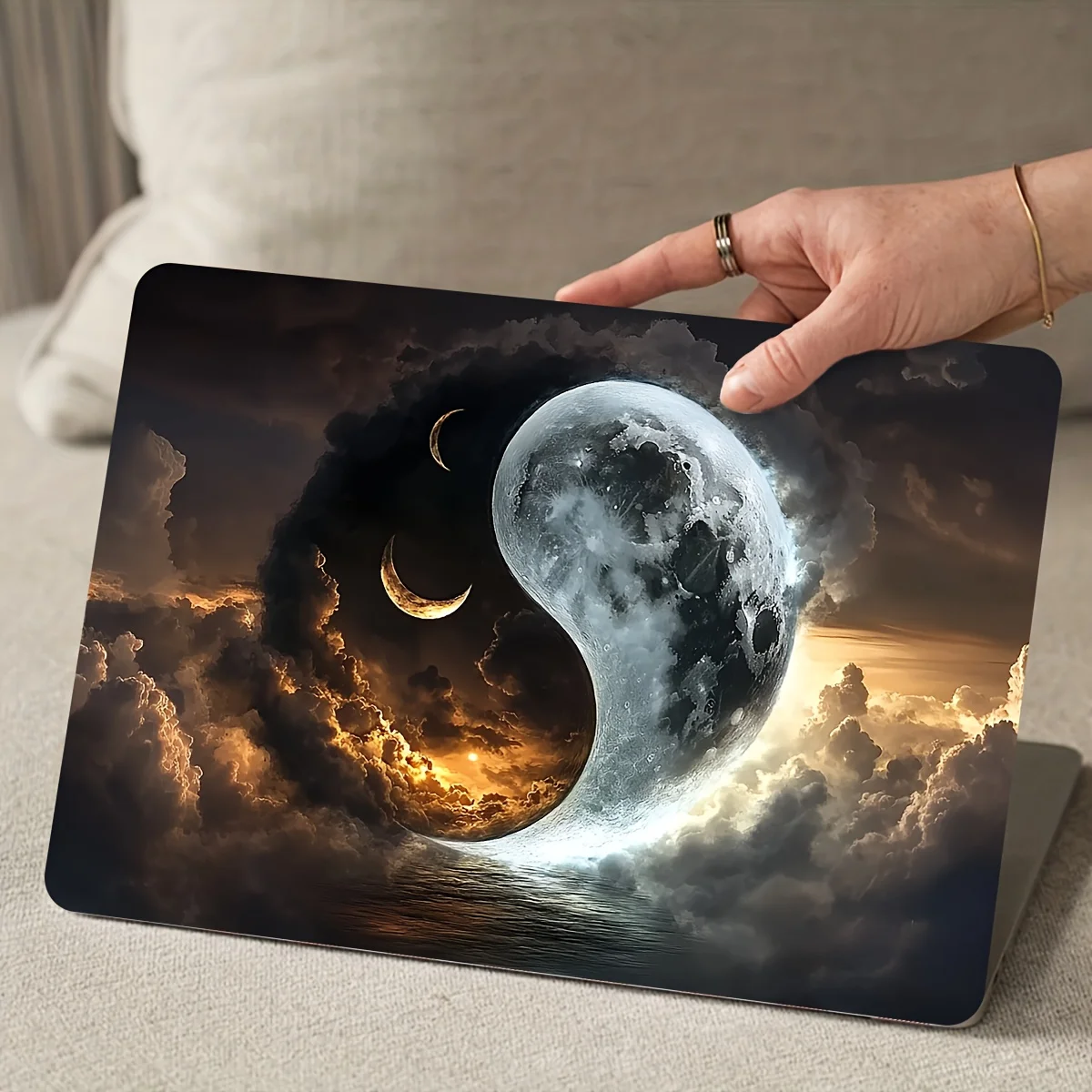 Waterproof Black and White Cat Sticker for Laptops - Scratch Resistant and Durable