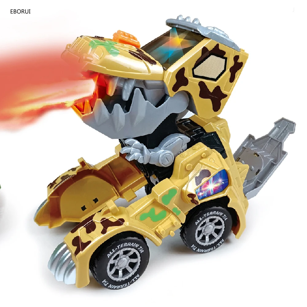

EBORUI HG-884 Spray Dinosaur Car Transformable Dinosaur Car Dinosalir Car 360° Spin Light Music Action Walking Gift Toy for Kids