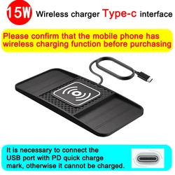 Caricabatterie wireless veloce con superficie antiscivolo per auto, caricatore leggero alimentato via USB