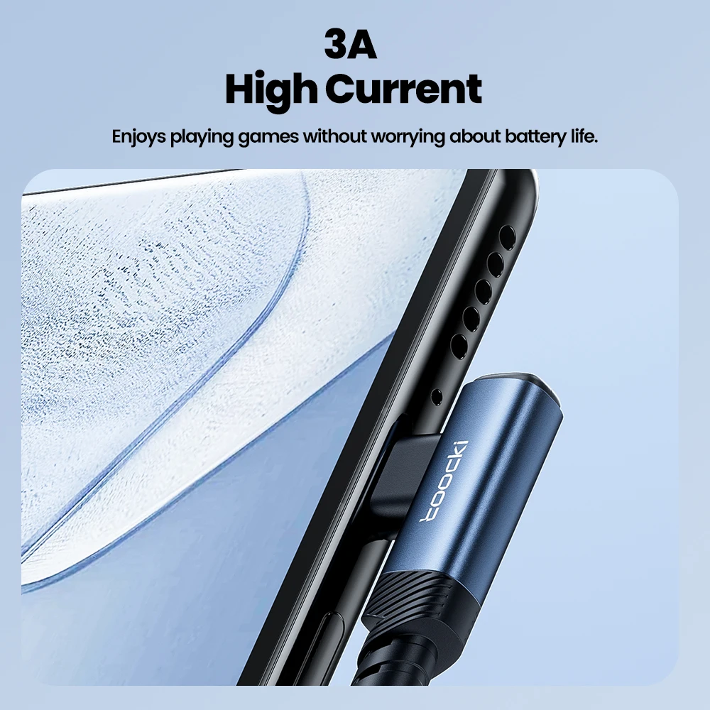 Toocki 3A USB to Type C Fast Charging Cable with 90° Elbow Design