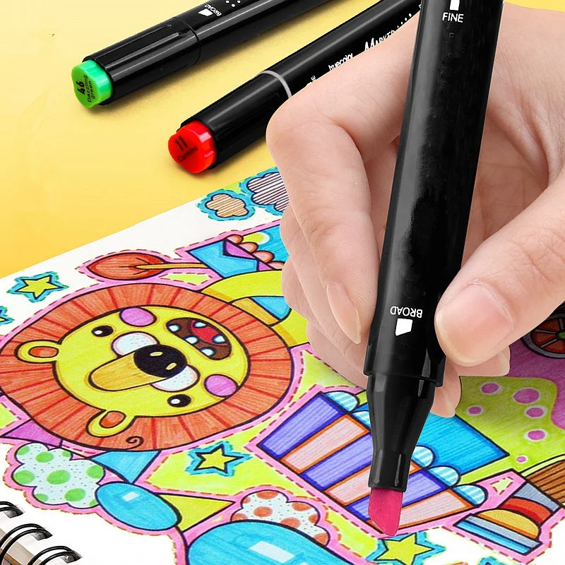 10Pcs Colored Markers for Drawing Dual Tip Brush Pen for Kids