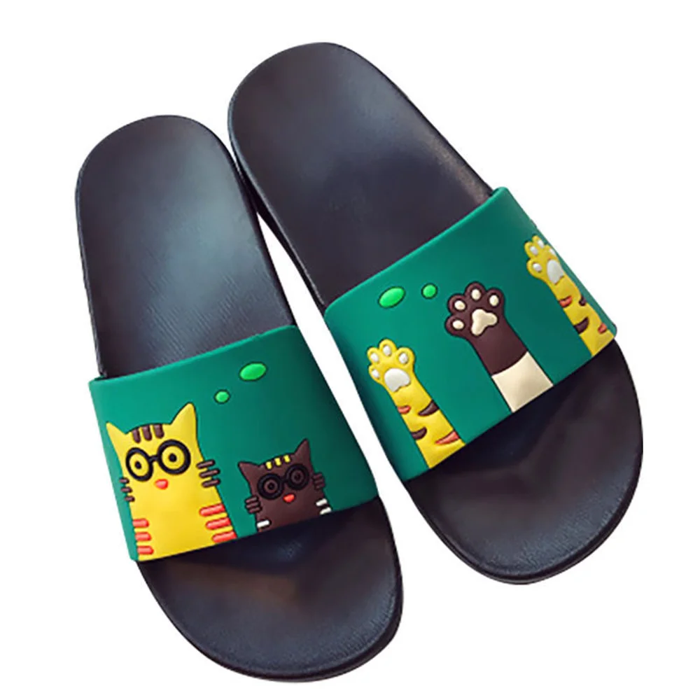 Zapatillas de verano para Mujer, sandalias deslizantes de dibujos animados de chanclas de suela gruesa, de baño para parejas AliExpress