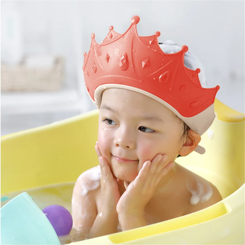 Baby Ear Protection Safe Children Shower Head Cover Adjustable Shampoo Cap Crown Shape Wash Hair Shield Hat |