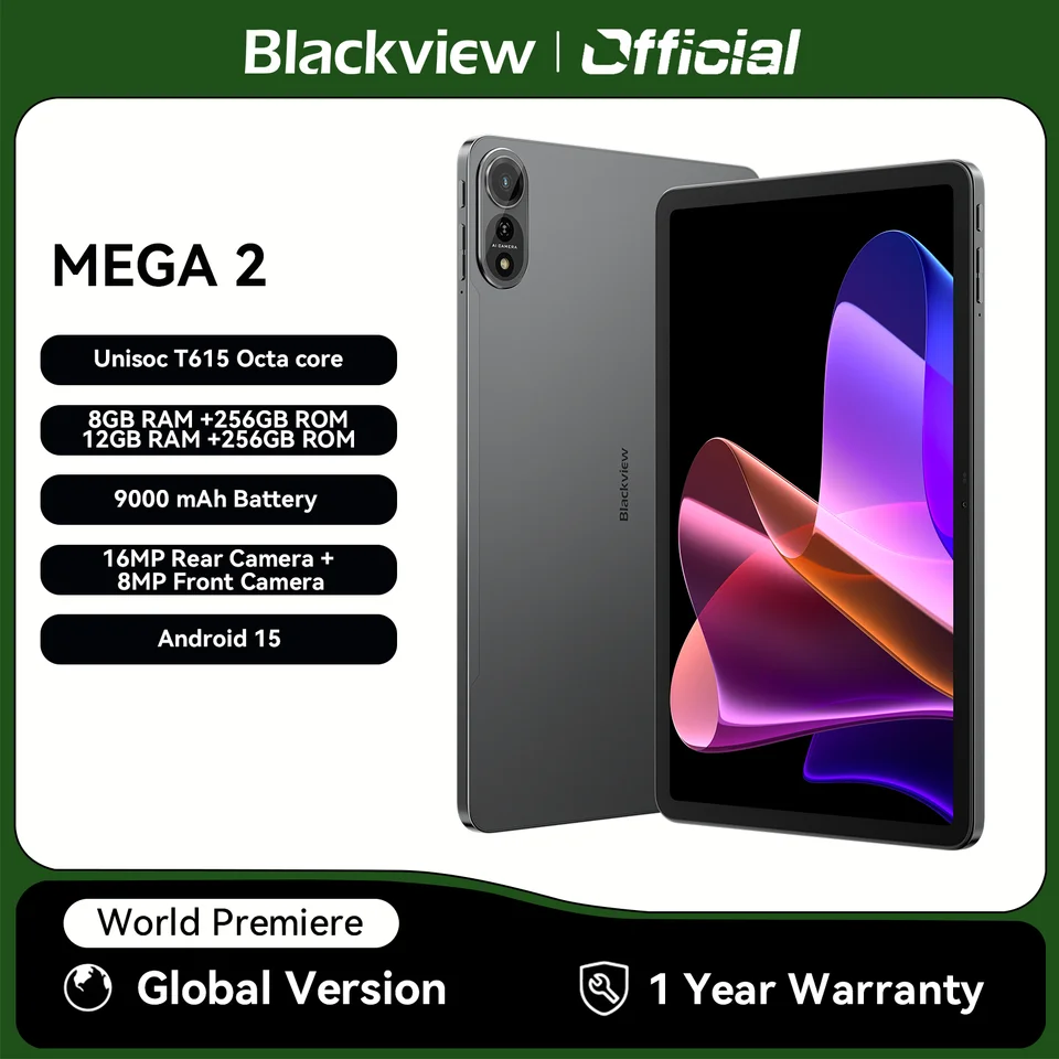 Blackview MEGA 2 Tablet PC 12'' 2K FHD+ Display Unisoc T615 12GB+