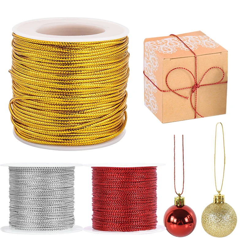 

20m/Roll Christmas Rope Gold Silver Gift Packing Ropes DIY Hanging Decor Ribbons Wedding Christmas Cords Decoration Accessories