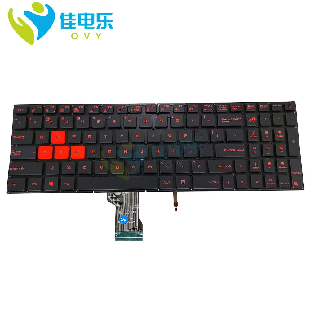 Teclado do Portátil com Luz de Fundo para Asus Rog Strix Gl502vm Gl502v-ds74 Gl502vy Gl502 vs Gl502v Russo e Russo Laranja - Imagem 6