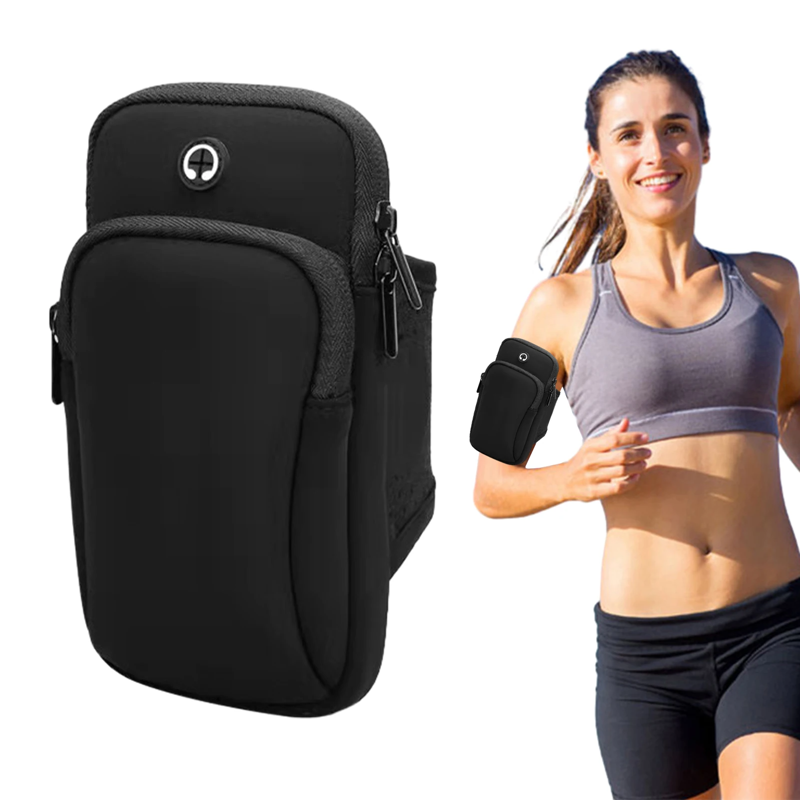 Phone Armband Adjustable Strap Gym Jogging Arm Bag Running Sports Fitness Cycling Hiking Cell Phone Storage Pouch Earphones