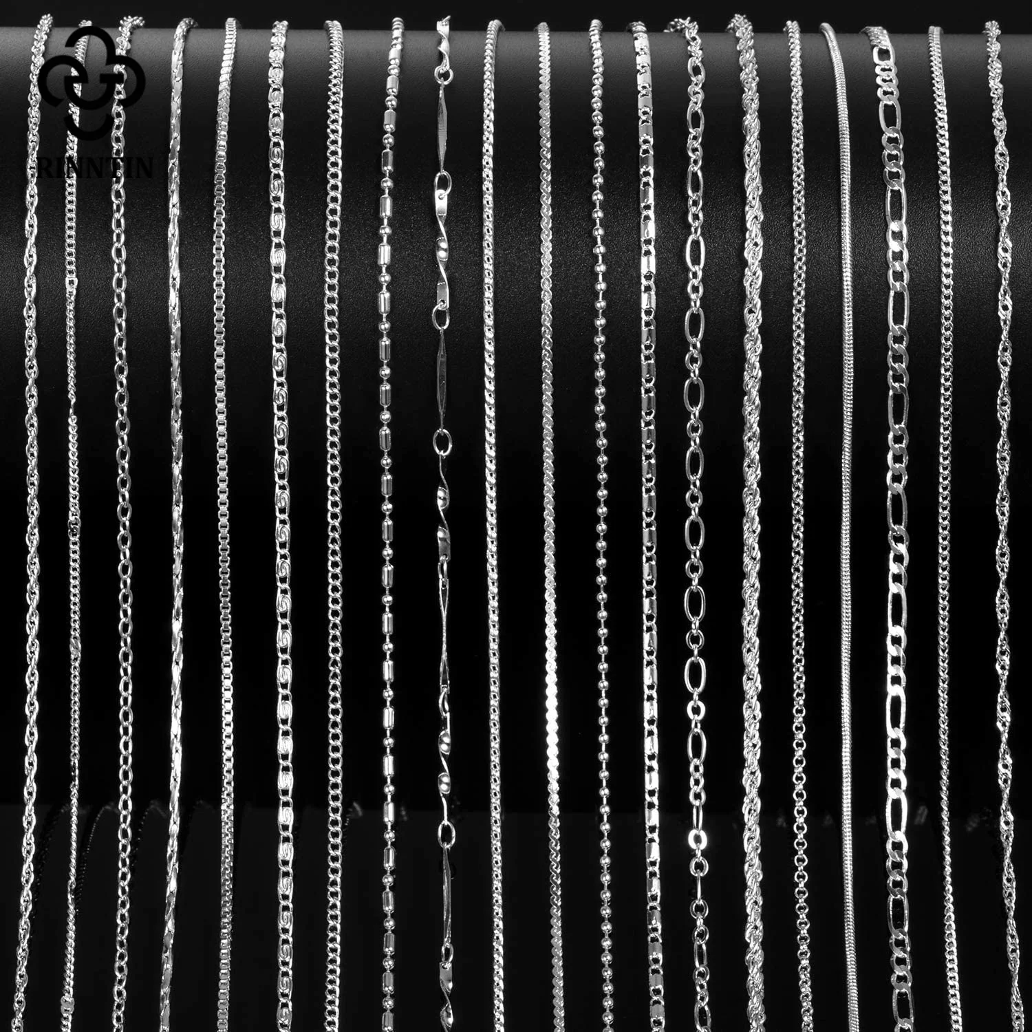 Rinntin Vintage 925 Sterling Silver Link Necklace Fashion Women Men Dainty Neck Chain Hip Hop Rhodium Neck Jewelry Gift SC21 2