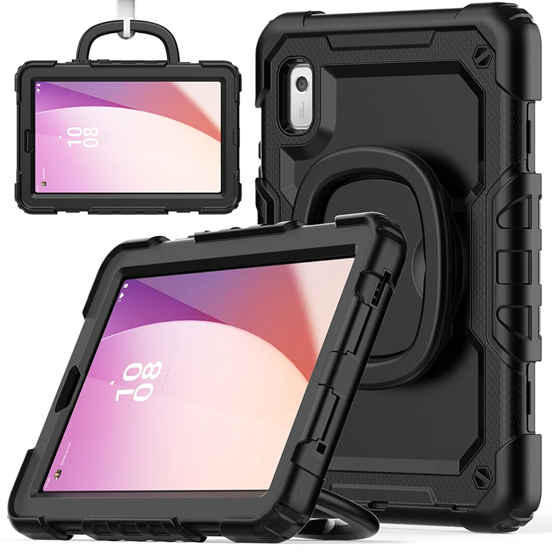 Rugged 360° Rotating Kickstand Tablet Case with Shoulder Strap & Anti-Fall Protection