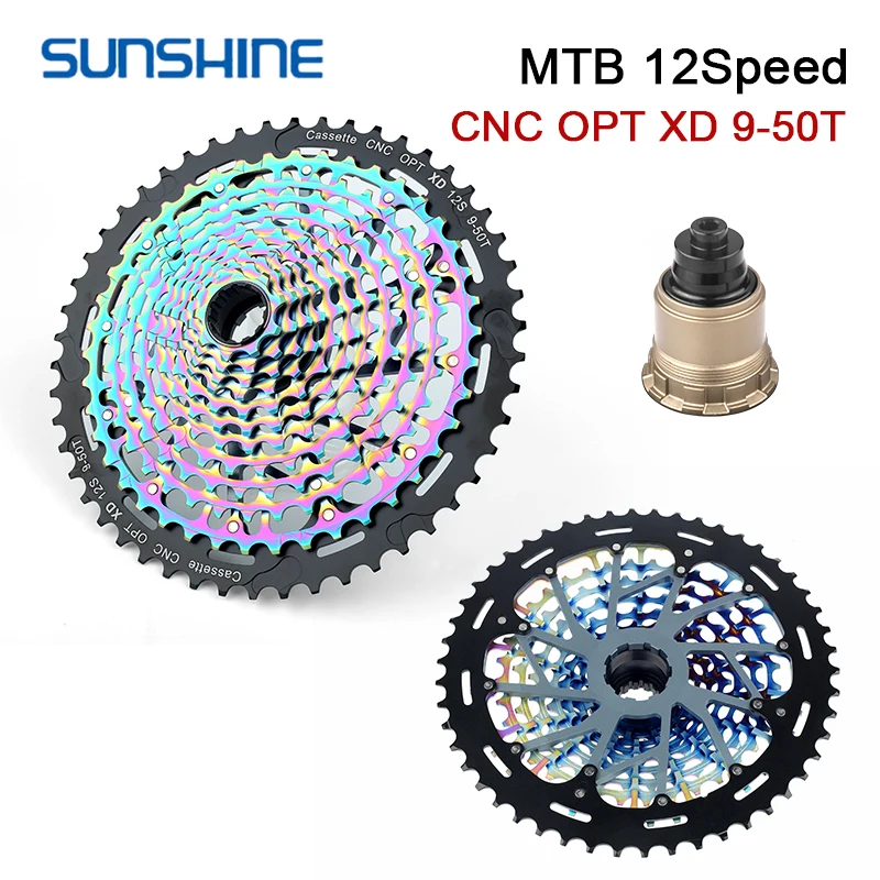 SUNSHINE MTB Bike CNC XD Cassette 11 12 Speed K7 12V/11V Mountain Bike Flywheel 10-50/52T Sprocket 9-50T 9-42T For SRAM GX EAGLE bicycle cassette bicycle parts bike sprocket