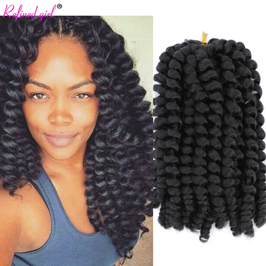 

Jumpy Wand Curl Crochet Braids 8 12Inch Jamaican Bounce Curly Hair Ombre Synthetic Crochet Braiding Hair Extensions 20Roots