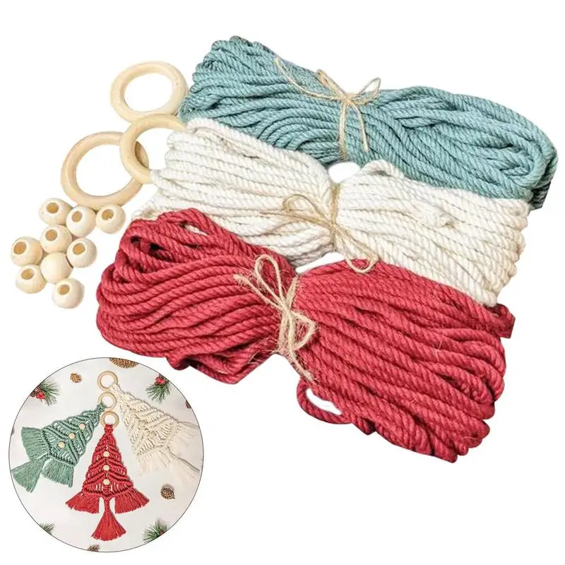

Macrame Christmas Tree Wall Hanging Red Green DIY Handwoven Boho Decor Bohemian Decor DIY Christmas Tree Material Cotton Thread