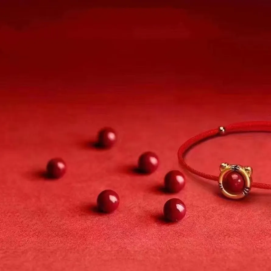 Real Full Gold 999 Gold Bracelet Cinnabar Red Rope Adjustable Blessing Gift Bracelet for The Year of The Tiger Festival