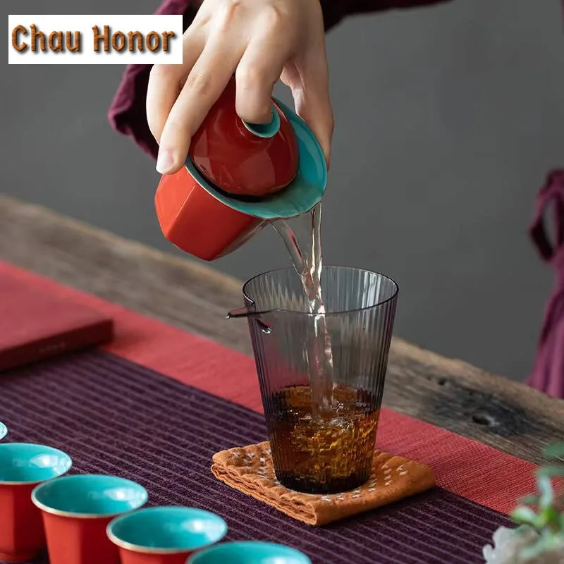 120ml Japanese Style Red Ceramic Covered Bowl Tea Cup Household Home Heat Resistant Hand Grasping Bowl Kungfu Teaset Accessories