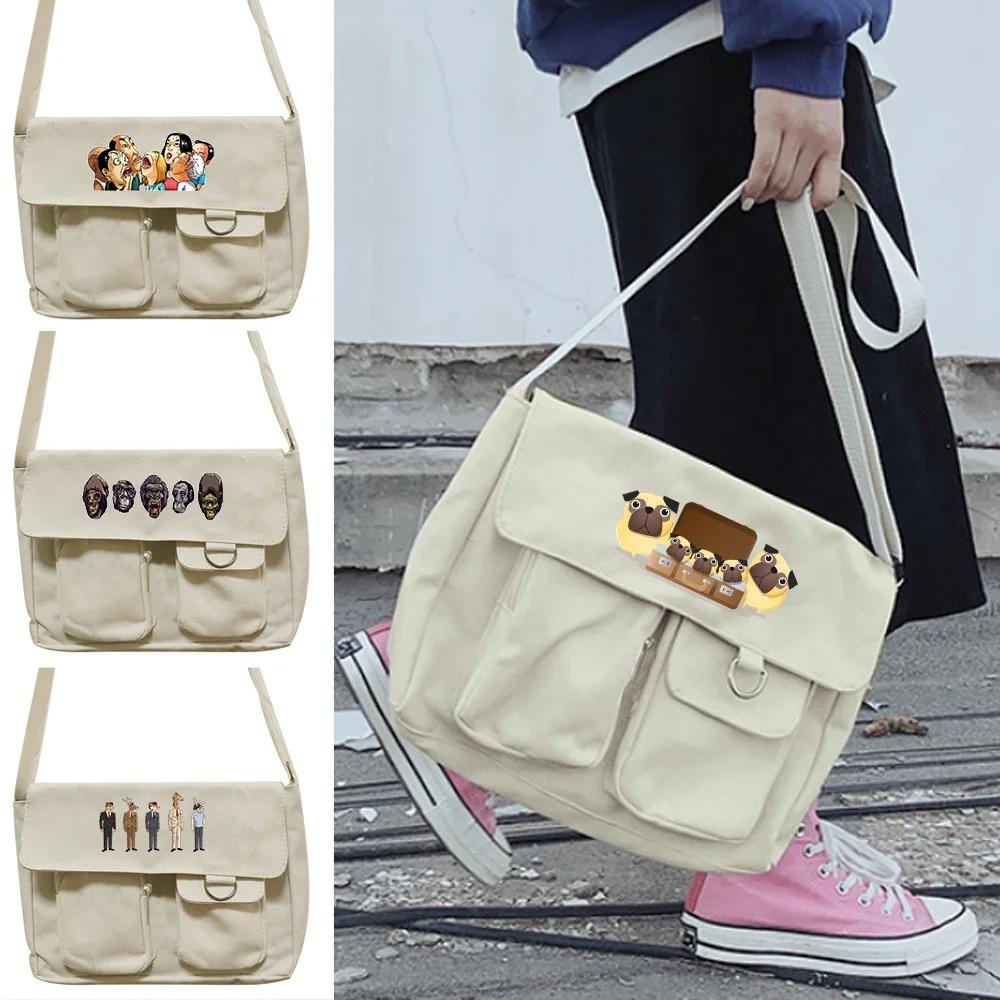 

Messenger Bag Postman Case Student Style All-match Casual Shoulder Bags Cartoon Print Satchels Fashion Women Canvas Organizer