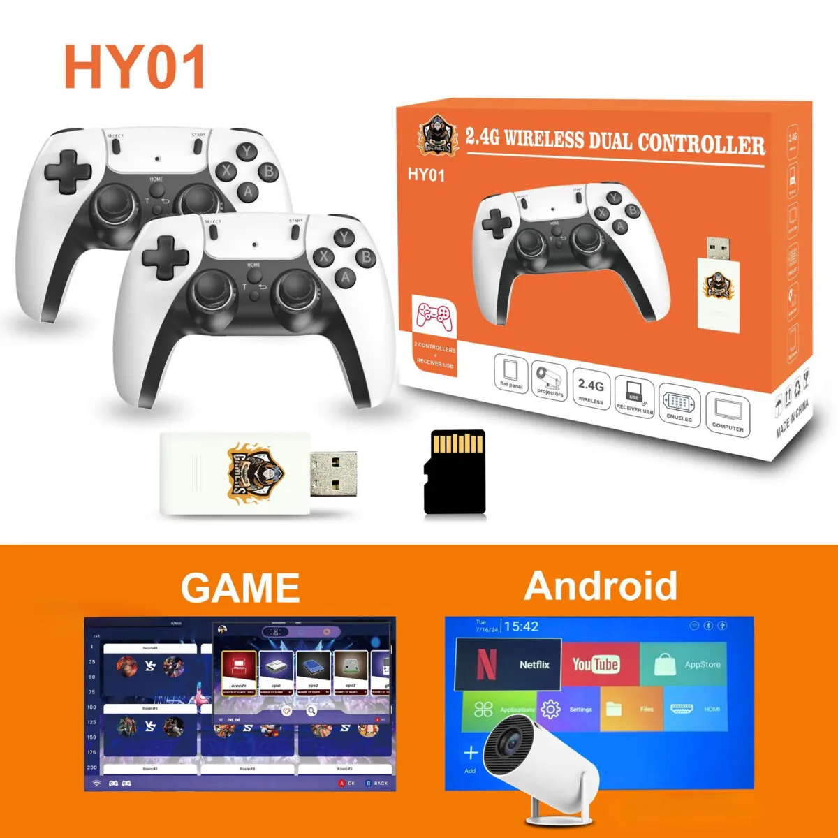 HY01 original genuine game controller can be connected to HY300pro projector for 2W+high-definition home games_voghion.com