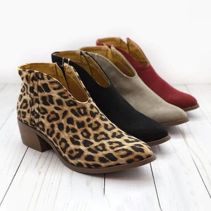 Woman Boots High Heel Shoes Boot Women Boots Fashion Leopard Print Sexy Pointed Toe Ankle Boots Lady Party Shoes Ladies