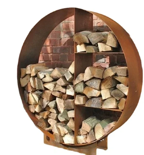 Heavy Duty Metal Corten Steel Firewood Storage Log Rack Garden Use Wood ...