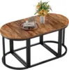 Coffee Table Oval 3pcs Set, Modern Living Room Table with 2 End Tables, Small Center Table with Metal Frame for Home Apartment 2