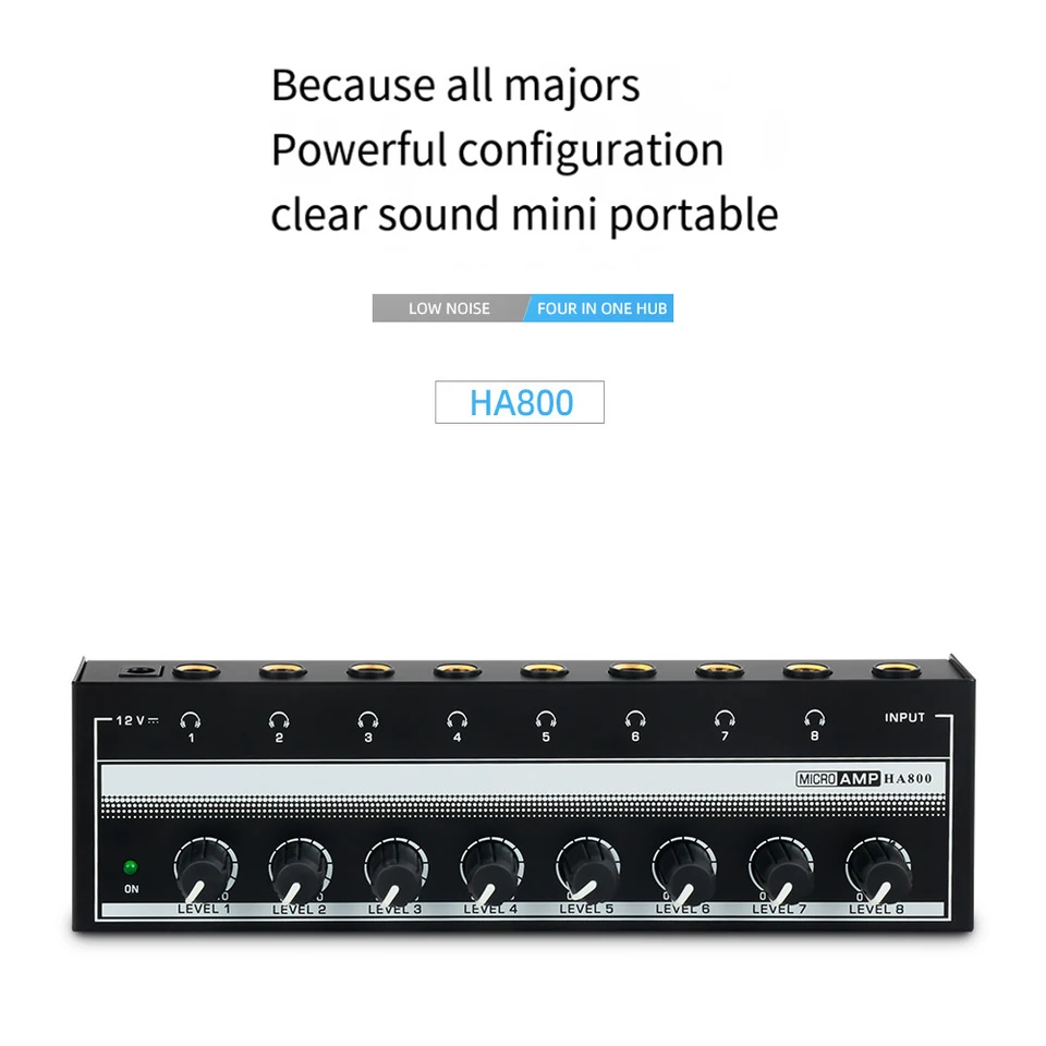 HA800 8 Channel Headphone Amplifier - Compact Stereo Audio