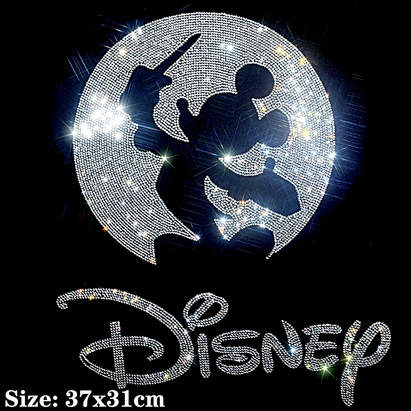 

Disney Mickey Minnie Mouse Shiny iron on applique patches hot fix rhinestone transfer motifs transfer on design for shirt dress.