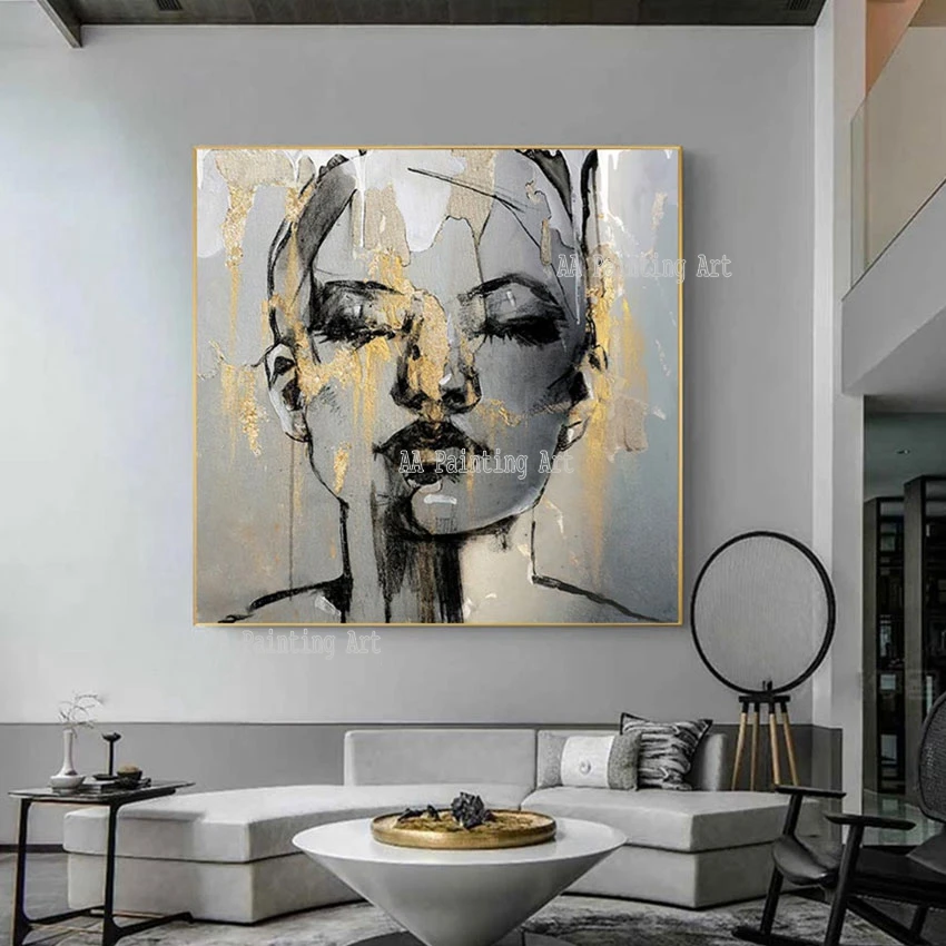 

Handmade Modern Bedroom Decor Item Sexy Lady Face Oil Painting Portrait Picture Wall Decor Art New Arrival Canvas Paintings Art