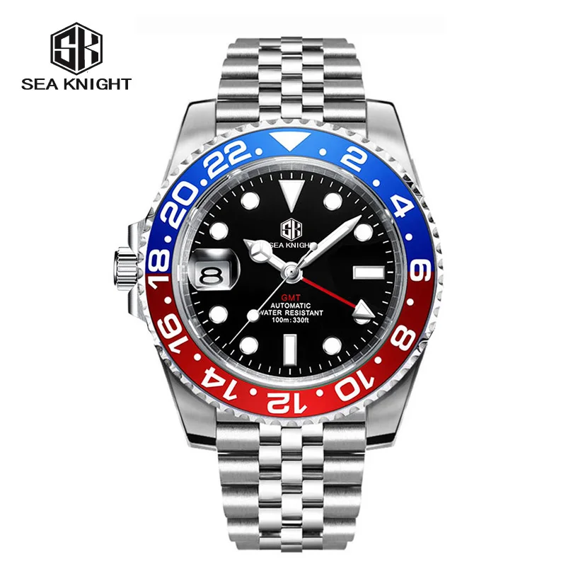 

Sea knigh Luxury Men's GMT Watches NH34 Automatic Mechanical Diver Watch 40mm Sapphire Stainless Steel 100M Waterproof Watch