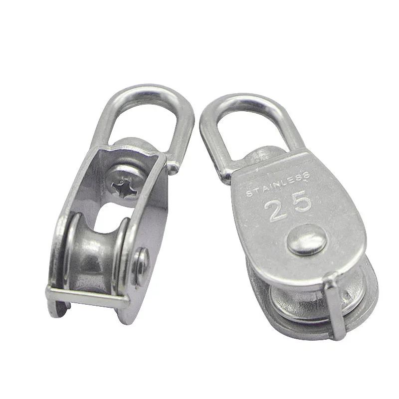 M15 M20 M25 M32 M50 M75 M100 Stainless Steel 304 Single or Double Wheel Swivel Lifting Rope Pulley Block for Wire Rope 1PCS