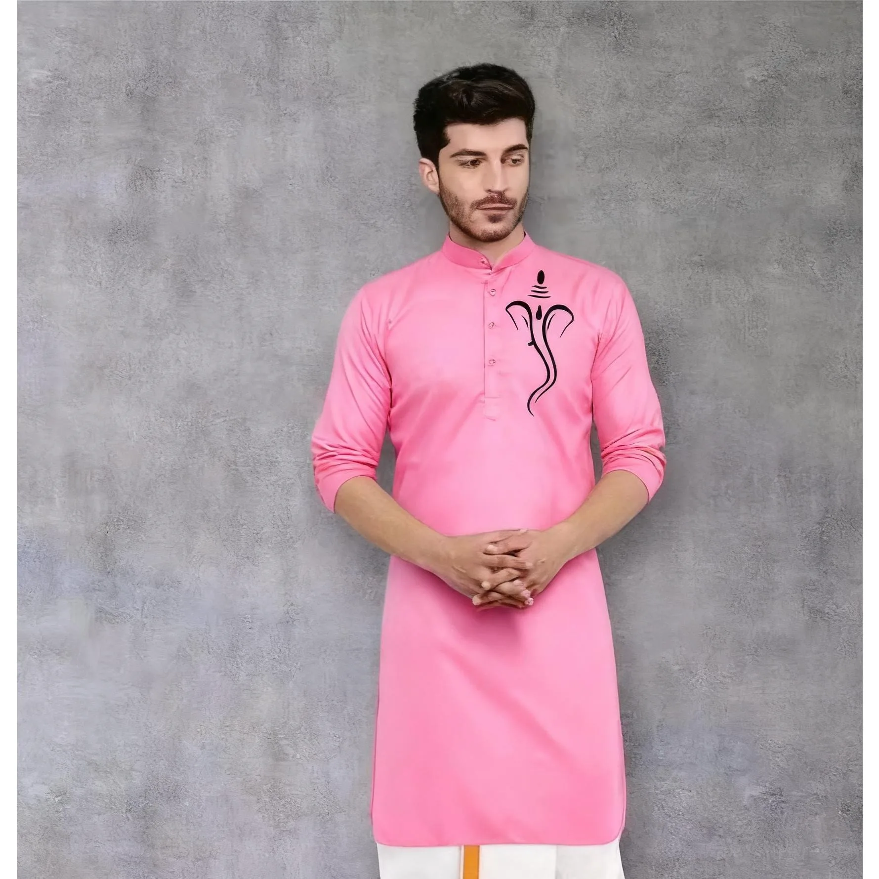 2026 muslimische Herren-Robe, langärmelig, Ethno-Stil, Stehkragen, arabische Kleidung, islamische Freizeit-Robe für Herren, nationaler Stil – Detail 6