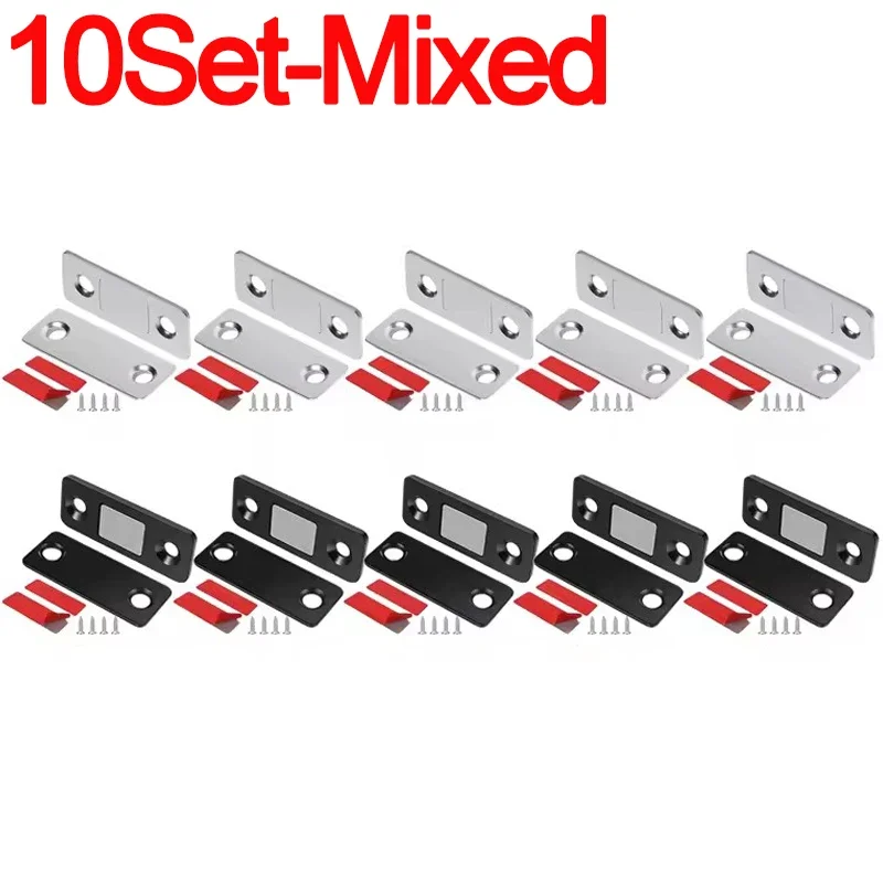 Invisible Magnetic Cabinet Catch and Door Latch Set with Adhesive for Furniture, Drawers, and Windows