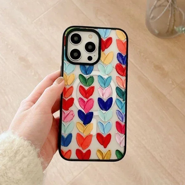 Flower Honeybee 2.0 Acrylic Black Border MagSafe iPhone 12 13 15 14 Pro Max Protective Case, Fits iPhone 15 Pro Max