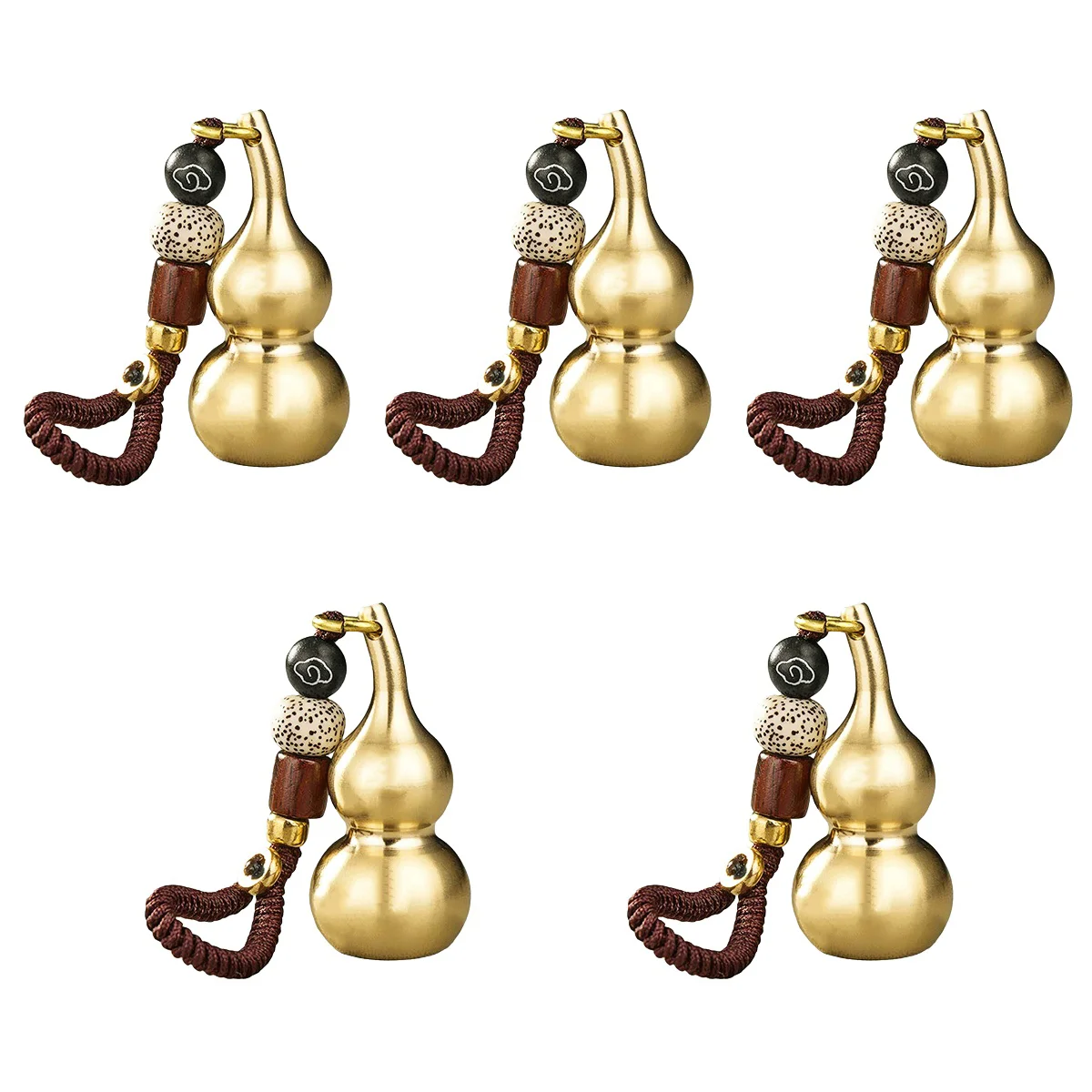 

Set of 5 Brass Gourd Pendant Vintage Key Chain Decor Ring Novelty Decorative Keychain Rings Car Pendent Bag Charm