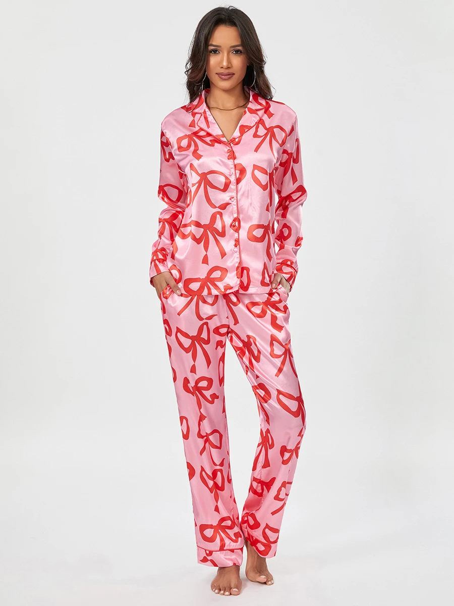 Conjunto De Pijama Con Estampado Floral, Bata De Manga Larga Con