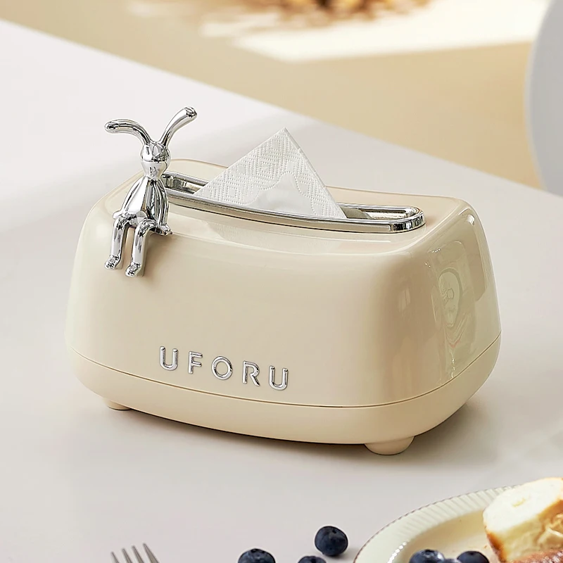 UFORU Cream air tissue box living room advanced sense pumping paper box Light luxury decoration creative napkin box 3