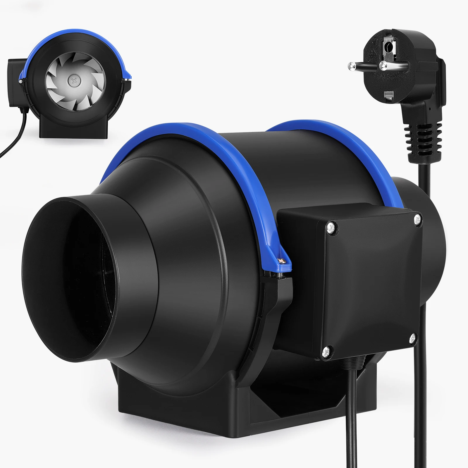 Ventilateur de gaine en ligne 100mm/150mm, 600 m³/h, 4 vitesses, pour ventilation d'air, extracteur de fumée, ventilateur mural pour salle de bain et toilettes