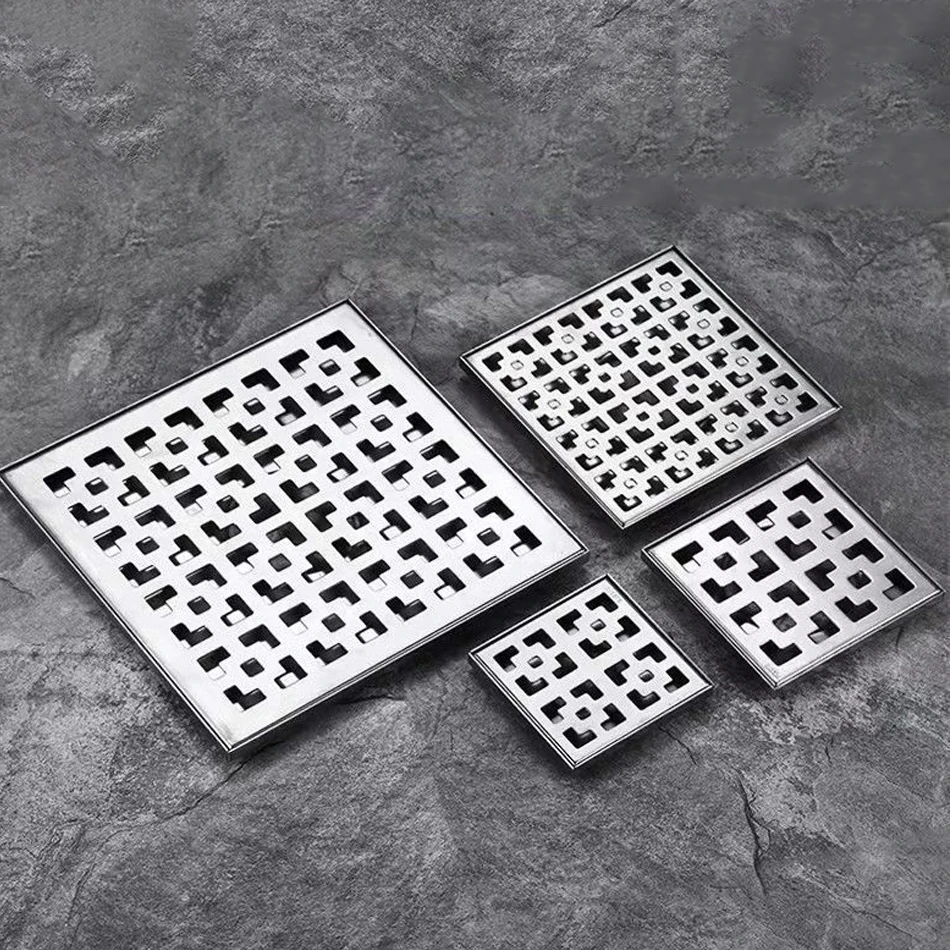 304 Stainless Steel Floor Drain Brushed Square Antiodor Selfsealing