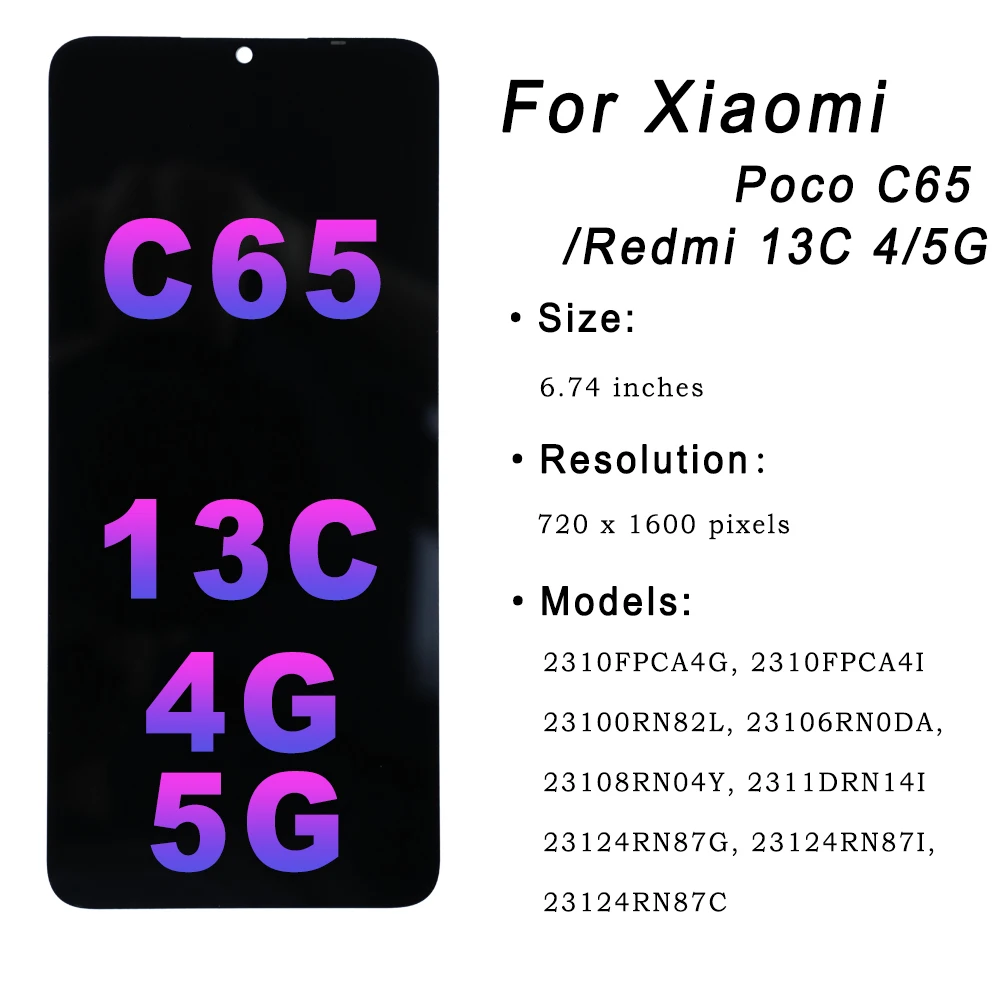Ecran LCD et vitre tactile Xiaomi Poco C65 bleu 2310FPCA4G 6.74 + OUTILS + COLLE