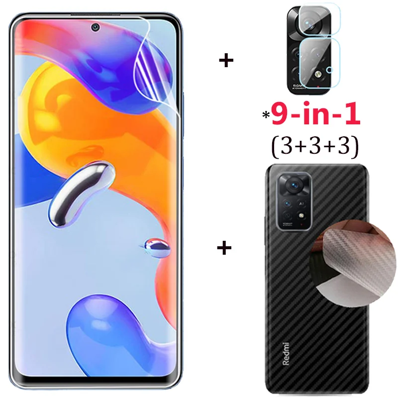 Hidrogel trên redmi note 11pro 5g 2 3 ~ 9pcs mặt sau & mặt trước kính mềm redmi note10 pro bảo vệ màn hình redmi note 11S hydrogel film redmi note 11 pro+ 5G phone screen cover