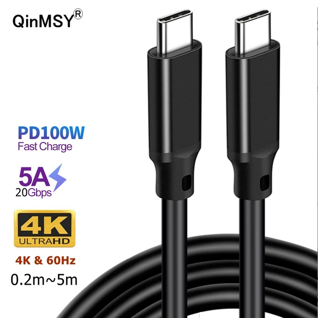 USB C to USB C Cable 100W, 20Gbps 90 Degree Right Angle 4K@60Hz Video  Output Cable (USB C 3.1 & 3.2 Compatible) with E-Marker for Thunderbolt 3