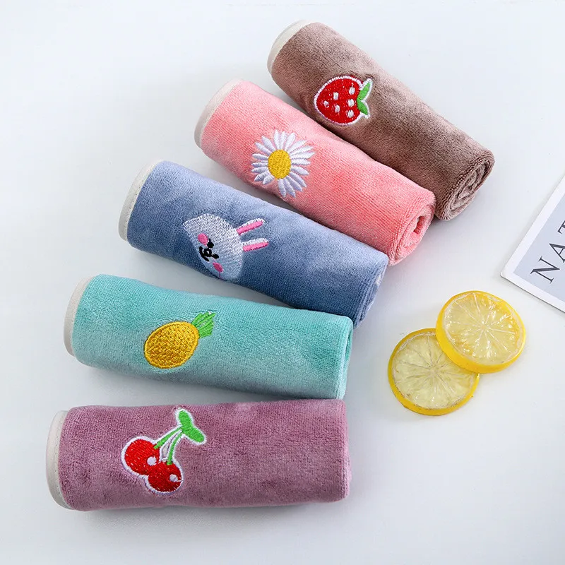 Description Picture 6 of item1Pc 30x30cm Microfiber Square Towel Soft Water Absorption Hanging Embroidery Gift Children's Handkerchief Wash Face Cloth
