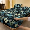 1 Simple modern Plant Flower butterfly printed matte Fitted Sheet, bedroom printed bed cover, bedding (excluding pillowcases) 2