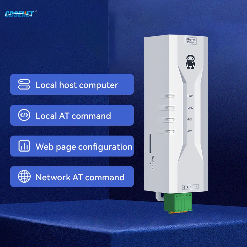 RS485 To Ethernet Serial Server Modbus Gateway TCP/UDP CDSENET NE2-D11P RS485 Power Signal Isolation IMQTT HTTP DNS DIN Rail serial ethernet module