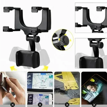 자동차 거울 텔레스코픽 스마트폰 거치대 마운트, 휴대폰 지지대 스탠드, 자동차 GPS 조정 가능, 아이폰 14 거치대, 360 °