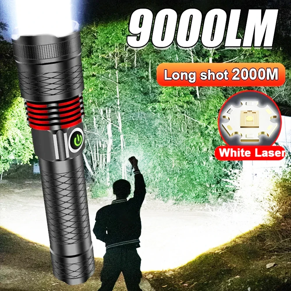 

Фонарик высокой мощности, Водонепроницаемый IPX6, 1000 м, Ультраяркий фонарик C-типа, перезаряжаемый, для улицы, с зумом, тактический фонарик для охоты