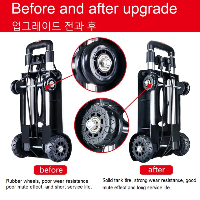 4 Kerekes Kocsi Nagy Teherbírású Kézzel Összecsukható Teherautó -Kosár Hordozható Utazási Csomag Bevásárlókosár Kerti Szerszám - Image 3