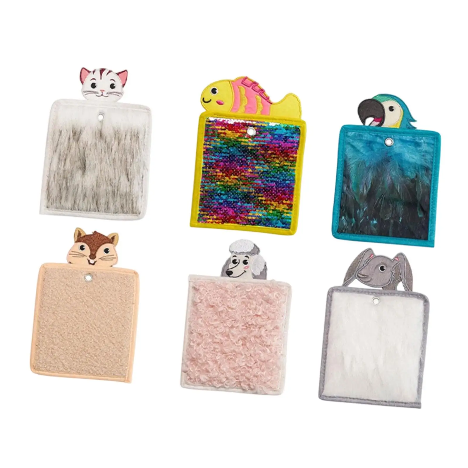6Pcs Sensory Mats Cute Tactile Toys Tiles Portable Textured Animal Design Panel Educational for Kids Children Boys Girls