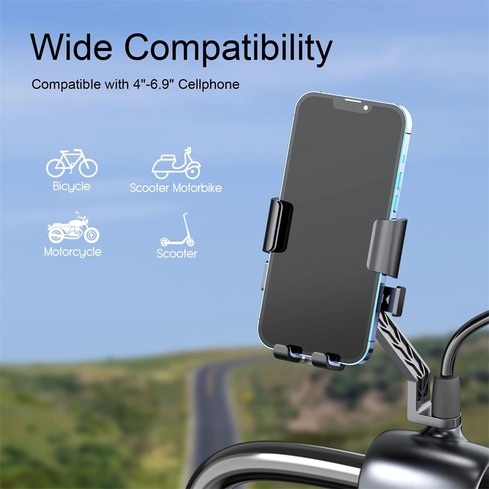 Universal 360° Rotatable Motorcycle and Scooter Phone Holder with One-Hand Operation