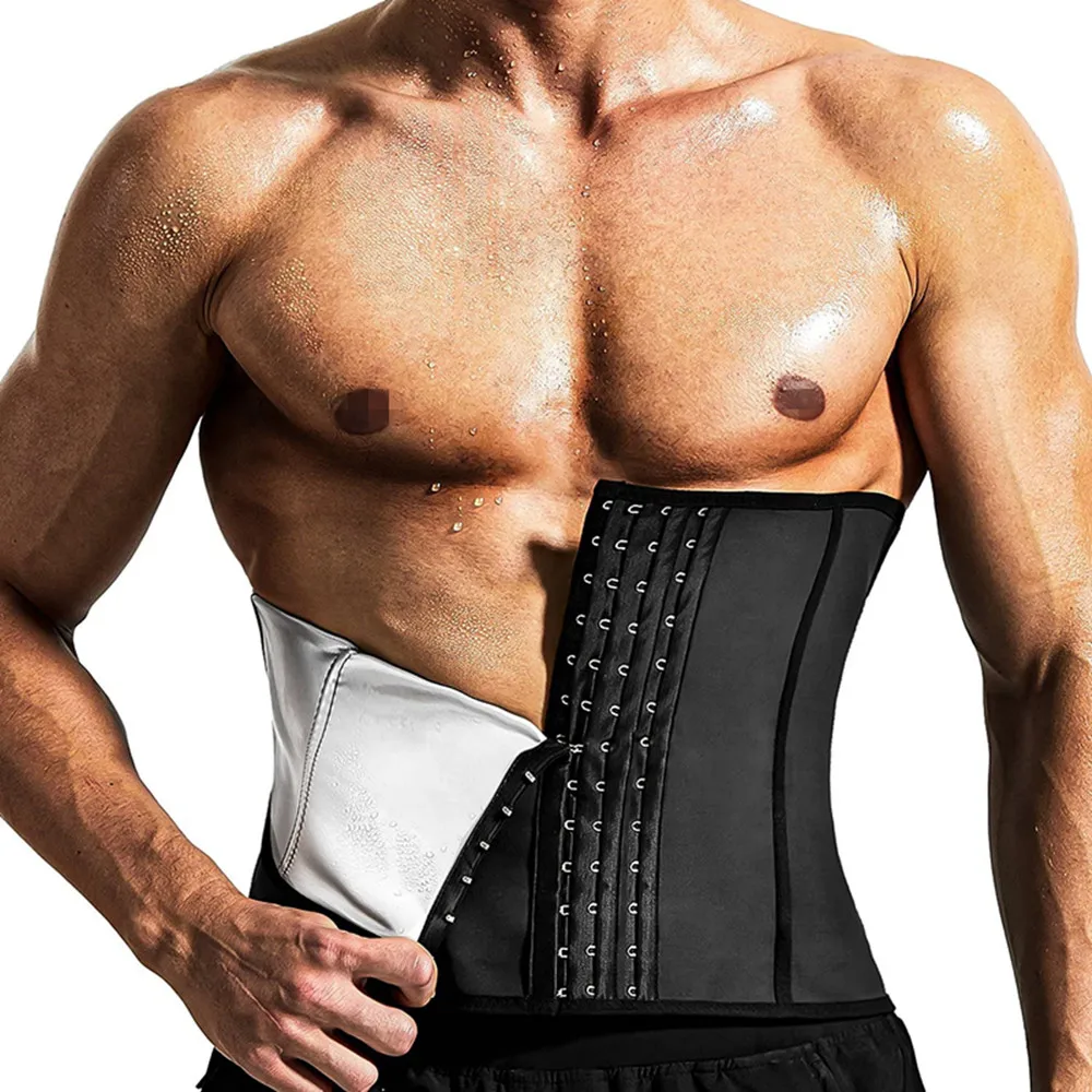 

1 Waist Trainer Strap Premium Sauna Wrap Men Weight Loss Waist Trimmer Fitness Sweat Workout Hooks Slimming Belt Belly Cincher